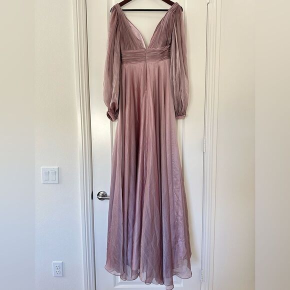 Mac Duggal | 67414 Chiffon Open Sleeve A Line Gown Size 2 NEW - Picture 9 of 13